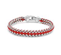 Nialaya - Red Woven Box Chain Bracelet in Silver - -Accessories -Uomo -Grigio -L