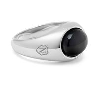 Nialaya - Silver Oval Signet Ring with Black Onyx - - Accessories - Uomo - Grigio - 64 MM