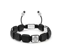 Nialaya - The CZ Flatbead Collection - Black Onyx and Silver - -Accessories -Uomo -Grigio -M