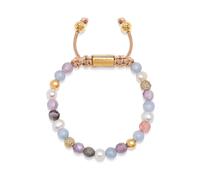 Nialaya - Women's Beaded Bracelet with Aquamarine - Amethyst Lavender - Cherry Quartz - Pearls and Botswana Agate - -Accessories -Donna -Giallo -S