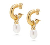 Nialaya - Women's Chunky Pearl Hoops - -Accessories -Donna -Giallo -ONE SIZE