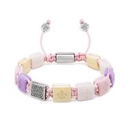 Nialaya - Women's Cream - White - Lavender & Soft Pink Ceramic Flatbead Bracelet with Silver CZ - -Accessories -Donna -Grigio -S