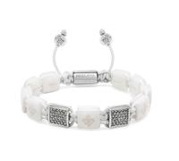 Nialaya - Women's White Ceramic Flatbead Bracelet with Silver CZ - - Accessories - Donna - Grigio - XS