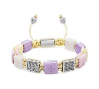 Nialaya - Women's White - Cream - Lavender & Soft Pink Ceramic Flatbead Bracelet with Silver CZ - -Accessories -Donna -Grigio -XS