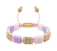 Nialaya - Women's White - Lavender & Soft Pink Ceramic Flatbead Bracelet with Gold CZ - -Accessories -Donna -Giallo -M