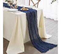 Nialnant Runner da tavola blu navy, 89 x 405 cm, rustico, per feste, banchetti, ricevimenti di nozze, decorazione per sedie, interni ed esterni