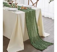 Nialnant Runner da tavola in tessuto da formaggio, 89 x 400 cm, verde salvia, stile bohémien, runner da tavola per banchetti speciali, feste, ricevimenti di nozze, addio al nubilato, decorazioni