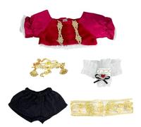 niannyyhouse 20 cm vestiti di peluche vintage 5 pezzi set cappotto pantaloni papillon cintura spilla 20,3 cm peluche animale vestire accessori (rosso)