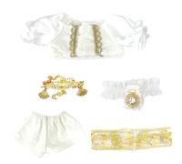 niannyyhouse 20 cm vestiti di peluche vintage 5 pezzi set cappotto pantaloni papillon cintura spilla 20,3 cm peluche animale vestire accessori (bianco)