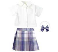 niannyyhouse BJD Set uniforme per bambole, camicia bianca con gonna a quadri e papillon, scala 1/3 1/4 1/6, vestiti per bambole snodati per bambole, regalo per vestire (viola, 1/3BJD)
