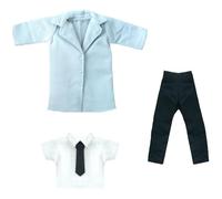 niannyyhouse BJD - Vestito per bambole con giacca a vento, camicia e pantaloni, scala 1/12, per accessori con numeri d'azione da 12 cm (grigio + nero)