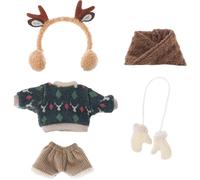 niannyyhouse OB11 - Set di abbigliamento per bambole, maglione con copricapo, sciarpa, pantaloncini, guanti, accessori per action figure BJD in scala 1:12 (verde)