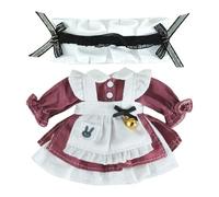 niannyyhouse OB11 - Set di vestiti per bambole, copricapo, grembiule, scala 1:12, accessori per action figure BJD (rosso scuro)