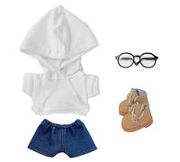 niannyyhouse Scarpe alte in pelle con cappuccio, jeans e occhiali sciolti, tinta unita, 10 cm, 15 cm, 20 cm, peluche morbido e farcito (a2, 10 cm)