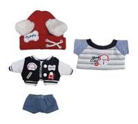 niannyyhouse Set di vestiti per bambole di peluche, a tema lupo e cucciolo, accessori per vestire animali di peluche, 10 cm, 15 cm, 20 cm (rosso + blu, 10 cm)