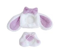 niannyyhouse Vestiti di peluche per bambole, cappello a tutina stile coniglio, accessori morbidi per animali, dimensioni 10-15 cm (viola)