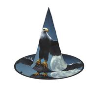 Nianyuer Cappello da strega di Halloween per adulti, cappello a punta spettrale con aquila sotto le stelle, leggero copricapo per feste