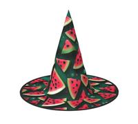 Nianyuer Cappello da strega di Halloween per adulti, cappello a punta spettrale con stampa anguria da sogno, copricapo leggero per feste
