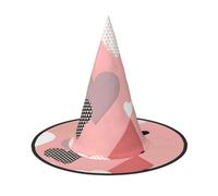 Nianyuer Cappello da strega di Halloween per adulti, cappello a punta spettrale con stampa astratta con grafico d'amore, leggero copricapo per feste