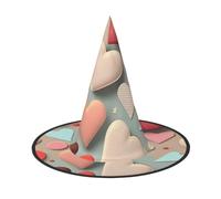 Nianyuer Cappello da strega di Halloween per adulti, cappello a punta spettrale con stampa con motivo d'amore, copricapo leggero per feste