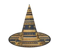 Nianyuer Cappello da strega di Halloween per adulti, cappello a punta spettrale con stampa di affreschi faraonici egiziani, leggero, per feste