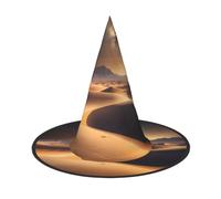 Nianyuer Cappello da strega di Halloween per adulti, cappello a punta spettrale con stampa di stelle del deserto, copricapo leggero per feste