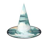 Nianyuer Cappello da strega di Halloween per adulti, foglie cadute sul lago, cappello a punta spettrale, leggero per feste