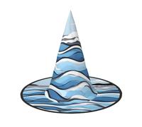Nianyuer Cappello da strega di Halloween per adulti, onde che lambiscono le rocce con stampa spettrale a punta, copricapo leggero per feste