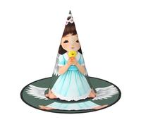 Nianyuer Cappello da strega di Halloween per adulti, simpatico cappello a punta spettrale con stampa di piccolo angelo, leggero copricapo per feste