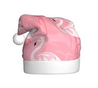 Nianyuer Cappello natalizio estivo con fenicottero e foglie di palma, cappello da Babbo Natale, cappello divertente per feste, morbido peluche per vacanze in famiglia