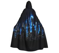 Nianyuer Mantello con cappuccio per Halloween, per adulti, con silhouette luminosa di città, accessorio per feste in costume per cosplay ed eventi