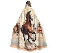 Nianyuer Mantello con cappuccio per Halloween, per adulti, con stampa di cavallo marrone, accessorio per feste in costume per cosplay ed eventi