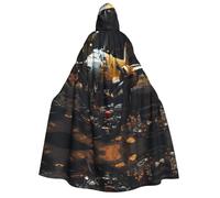 Nianyuer Mantello con cappuccio per Halloween, per adulti, con stampa di vecchi aerei meccanici, accessorio per feste in costume per cosplay ed eventi