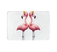 Nianyuer Tappetino antiscivolo in flanella con stampa a cuore rosa fenicotteri rosa, zerbino per soggiorno, tappeto runner