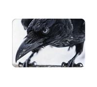 Nianyuer Tappetino antiscivolo in flanella con stampa corvo nero feroce, zerbino per soggiorno, tappeto runner