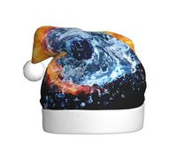 Nianyuer Yin Yang, cappello di Babbo Natale con stampa di acqua di fuoco, cappello di Babbo Natale, divertente copricapo per feste in famiglia