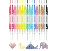 NiArt Pennarelli a doppia punta per mosaico, 16 colori vivaci, punta quadrata da 3 mm e punta fine da 0,5 mm, evidenziatori a cilindro quadrato per artigianato e arte, inchiostro inodore e atossico,