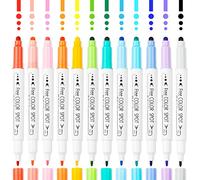 NiArt - Pennarelli a punta doppia punta a punta fine, 12 colori, punta tonda in fibra a punti per arte, colorazione, diario, doppia punta, schizzi, disegno tecnico, lavorabile 0,5 mm, 3 mm