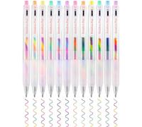 NiArt Penne retrattili con inchiostro gel arcobaleno, confezione da 12 pezzi, per scuola, casa, ufficio, sfumatura tricolore, per scrittura artistica, schizzi, diari, impugnatura ergonomica