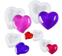 NiArt San Valentino, resina epossidica 3D, a forma di cuore, fai da te, in silicone morbido, 5 forme, strumento multifunzione lucido, ciondolo fatto a mano, decorazione per la casa, sapone candela