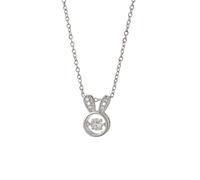 Niaspi Collane con ciondolo a forma di coniglio con zircone cubico ipoallergenico in acciaio inossidabile lunetta rotonda che batte cuore animale domestico collare regolabile catena clavicola catena