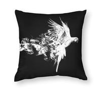 NIBABA 1 federa per cuscino con uccellino bianco che vola, pappagallo, 60 x 60 cm, federa quadrata in morbido poliestere
