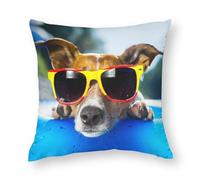 NIBABA 1 federa per cuscino decorativa con cane che nuota con occhiali da sole, 40 x 40 cm, in morbido poliestere