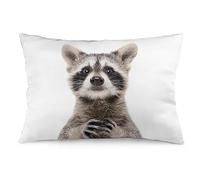 NIBABAEU 1 federa per cuscino decorativa, motivo procione divertente, 35 x 50 cm, in morbido poliestere