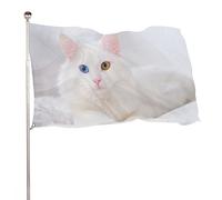 NIBABAEU Bandiera decorativa da giardino per esterni, con elegante stampa di gatto d'angora turca, per tutte le stagioni, vacanze, benvenuto, cortile, prato, 60 x 90 cm