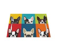 NIBABAEU Tovagliette in tessuto, 1-6 set, adorabile cucciolo di cane Boston Terrier, adatte per cucina e tavolo da pranzo, isolamento termico, 30 x 45 cm, 4 pezzi