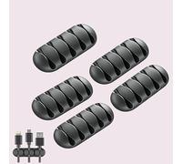 Nibbler 5 clip organizer per cavi, autoadesive, per casa e ufficio, auto, scrivania, soluzione di gestione per cavi dati, cavi di alimentazione e altro (5 slot)