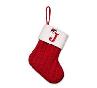 NIBESSER Calza Befana con Lettera 20 cm Calze Natalizie da Appendere in Maglia Calza Befana Vuota Epifania Natale Decoraizione Natalizia per Camino (J)
