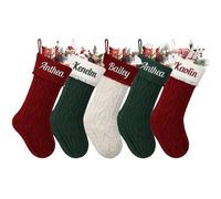 NIBESSER Calza Befana Personalizzata Calze Natalizie da Appendere con Nome Calza Befana Vuota Idea Regalo per Epifania Natale Decoraizione Natalizia per Camino (Stile R, 5 Pezzi)