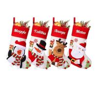NIBESSER Calza Befana Personalizzata Calze Natalizie da Appendere con Nome Calza Befana Vuota Idea Regalo per Epifania Natale Decoraizione Natalizia per Camino (Stile P, 3 Pezzi)